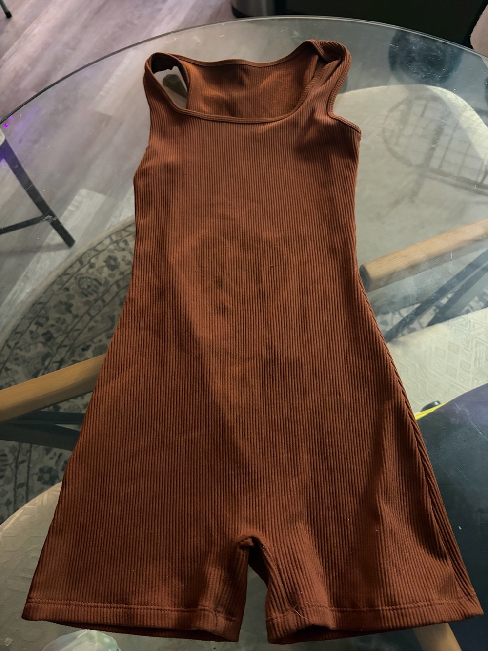 wild fable Brown Ribbed Tank One-Piece Romper